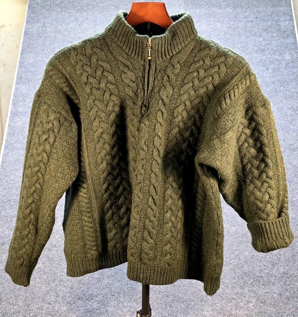 Kilronan Knitwear Irish Merino Wool Aran Cable Knit Half Zip Sweater Women's Med